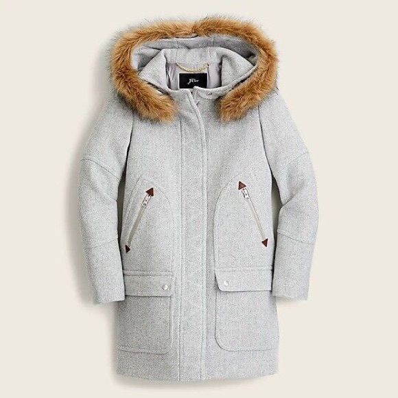JCREW CHATEAU PARKA IN ITALIAN STADIUM-CLOTH WOOL Heather Gray Womens Jacket 6 - Picture 1 of 2